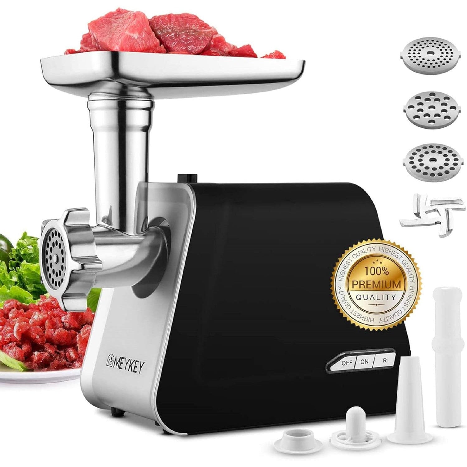 Meykey 2000W 3-in-1 Electric Meat Grinder with Stainless Steel Attachments