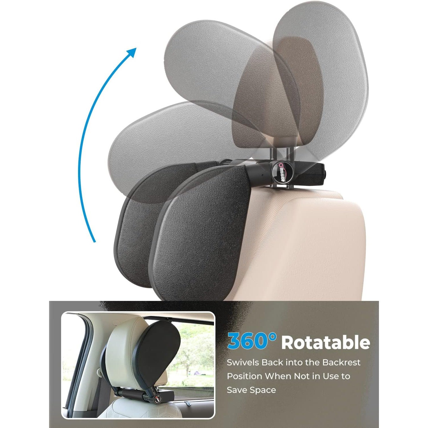 Oasser Car Seat Headrest Pillow, Detachable Adjustable Double Sided Support for Adults and Kids