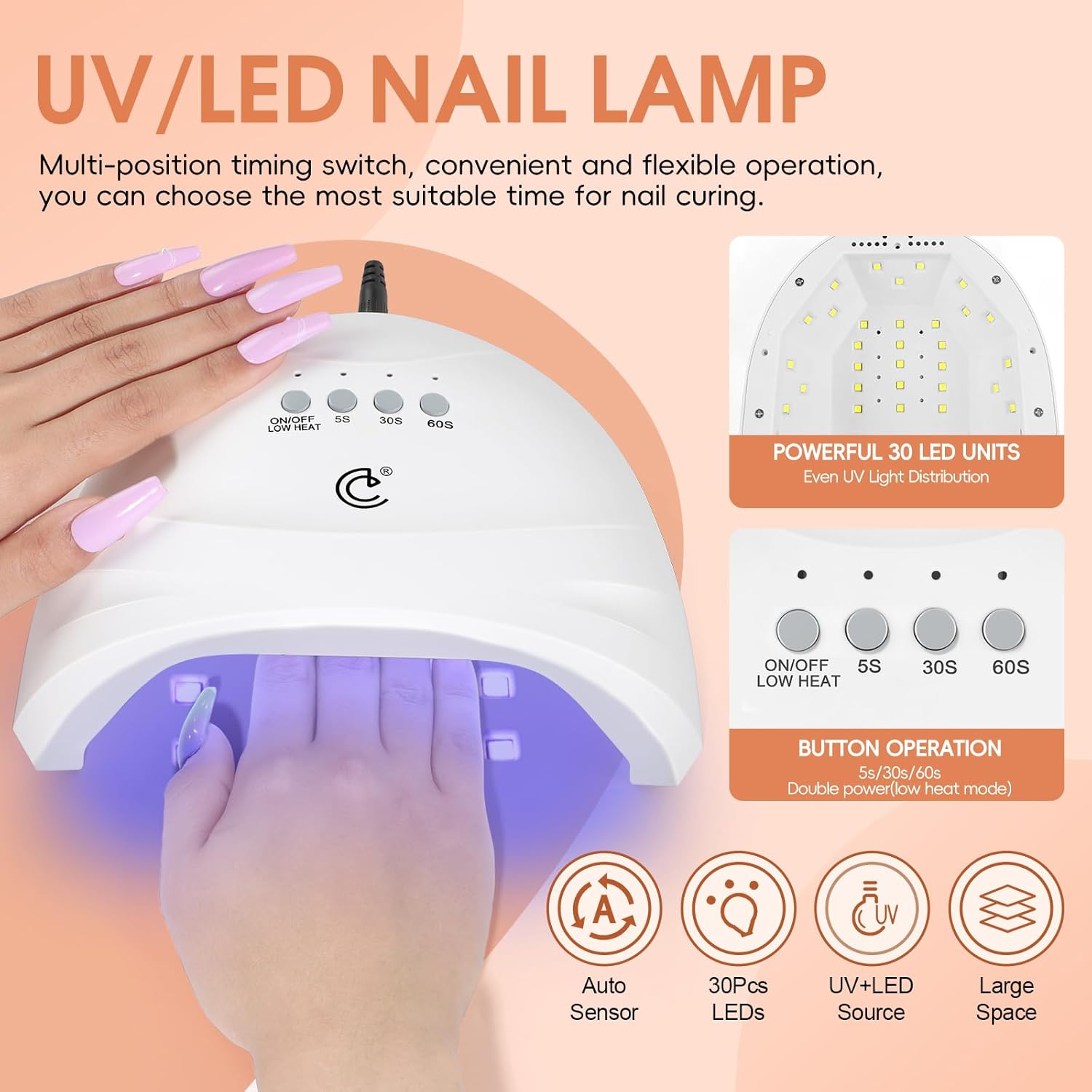 COSCELIA 20+5 Color Semi-Permanent Nail Kit with UV/LED Lamp