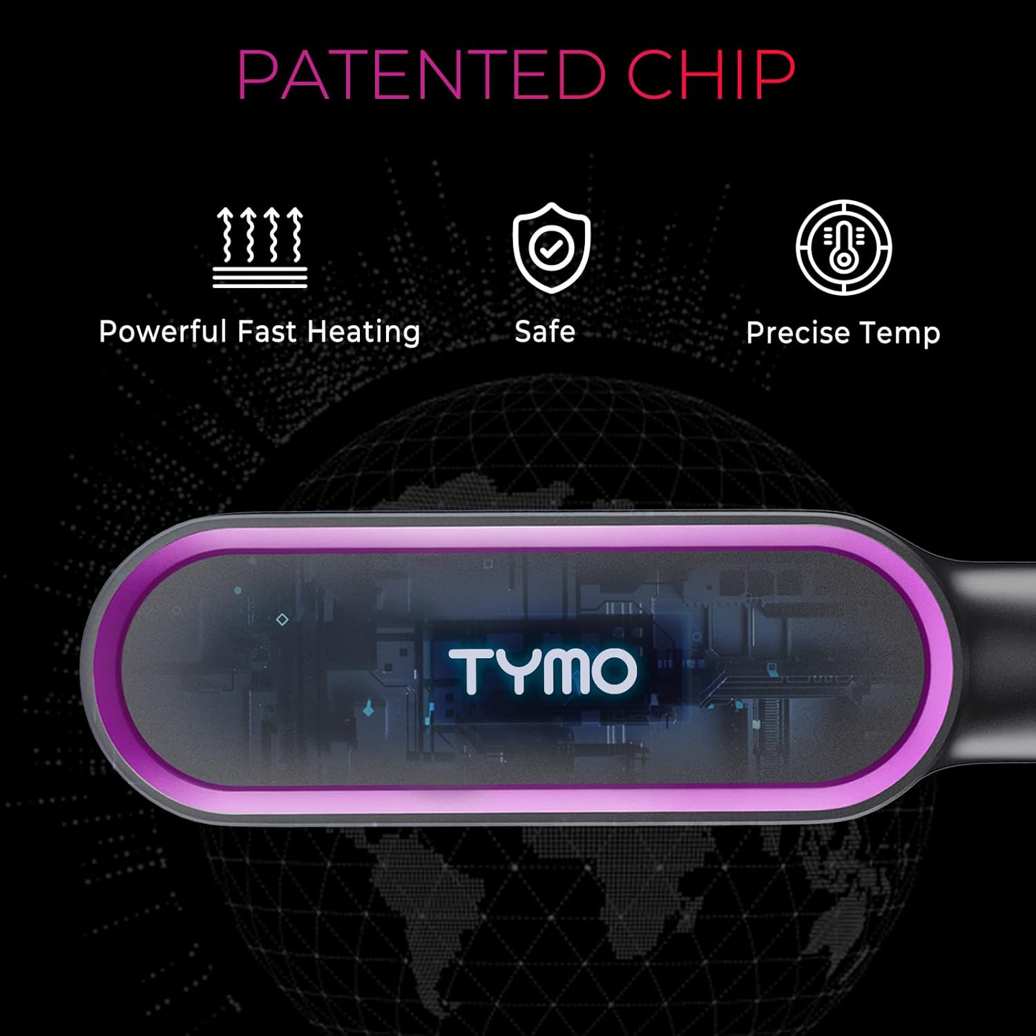 TYMO Ring 5-Temp Hair Straightener Brush with Fast Heating