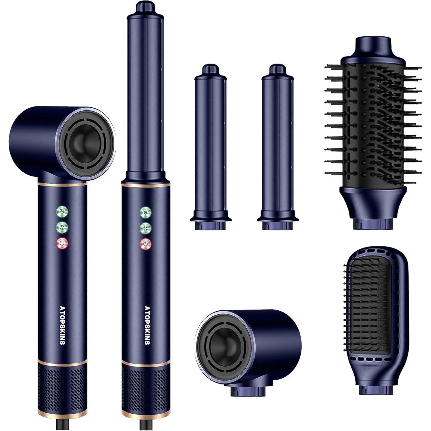 5-in-1 Atopskins Air Styler with Ionic Technology, Lightweight Hair Dryer, Curling Iron and Volume Brush