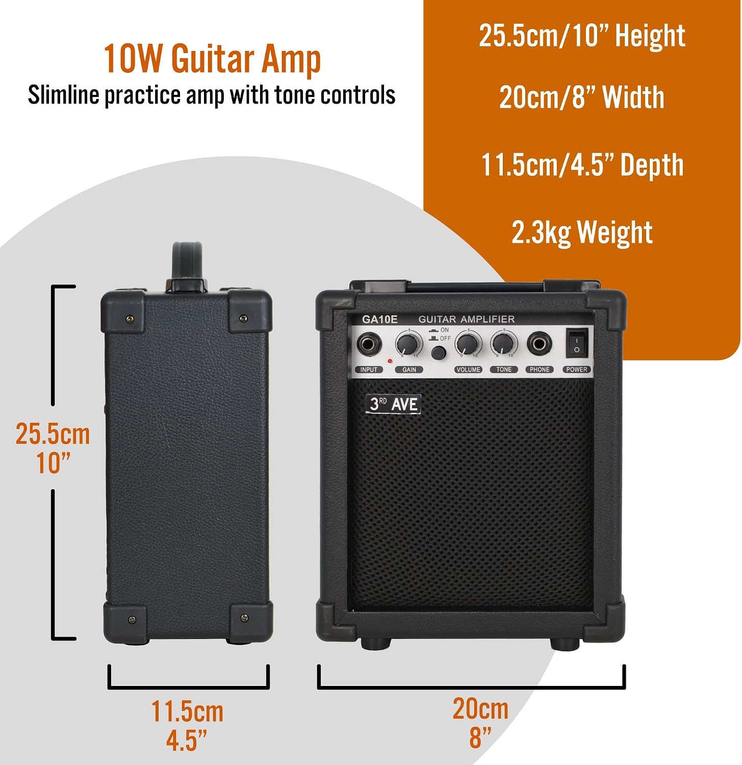 3rd Avenue GA10E 10W Electric Guitar Amplifier Black