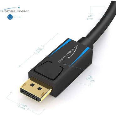 KabelDirekt 4K‑8K DisplayPort Cable 3m 240Hz Black High‑Speed - Gomix Brands Outlet