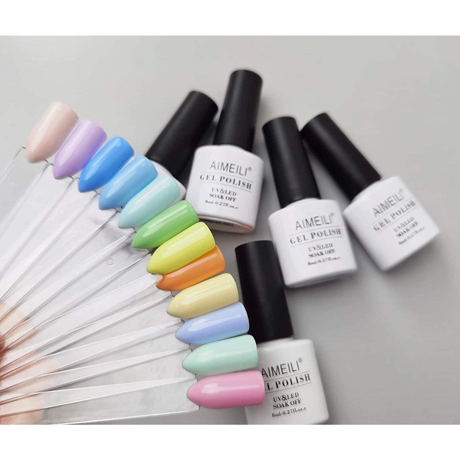 12-Color Summer Pastel Gel Nail Polish Kit 8ml Each