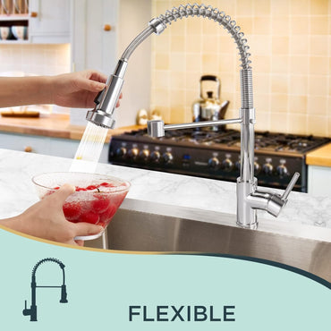 FORIOUS High Arc Kitchen Faucet with 360° Swivel Pull‑Down Sprayer