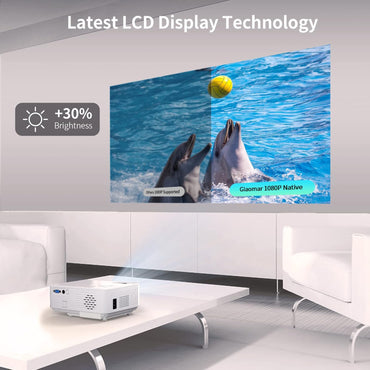 Giaomar Mini Projector: 1080P Full HD, 4K Supported, WiFi, Bluetooth, Portable Home Theater