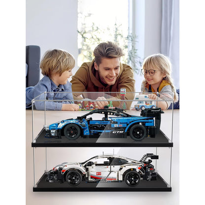 iCUANUTY Clear Acrylic Display Case for Lego Technic and 1:12 Scale Model Cars