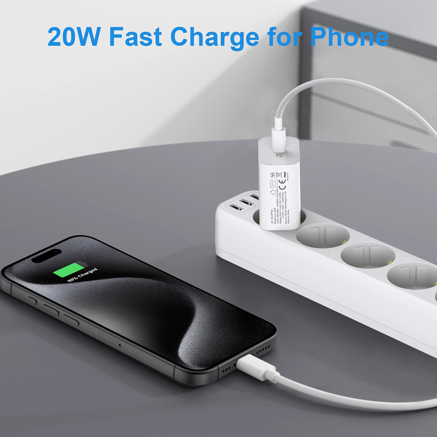 CREAPICO 20W USB C Fast Charger with 2m Cable for iPhone 15 Samsung Galaxy Google Pixel