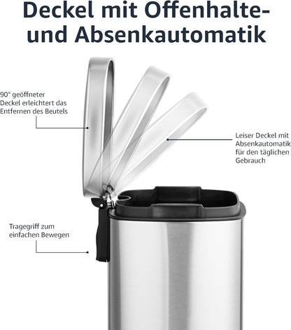 Amazon Basics 5L Soft-Close Kitchen Waste Bin with Pedal