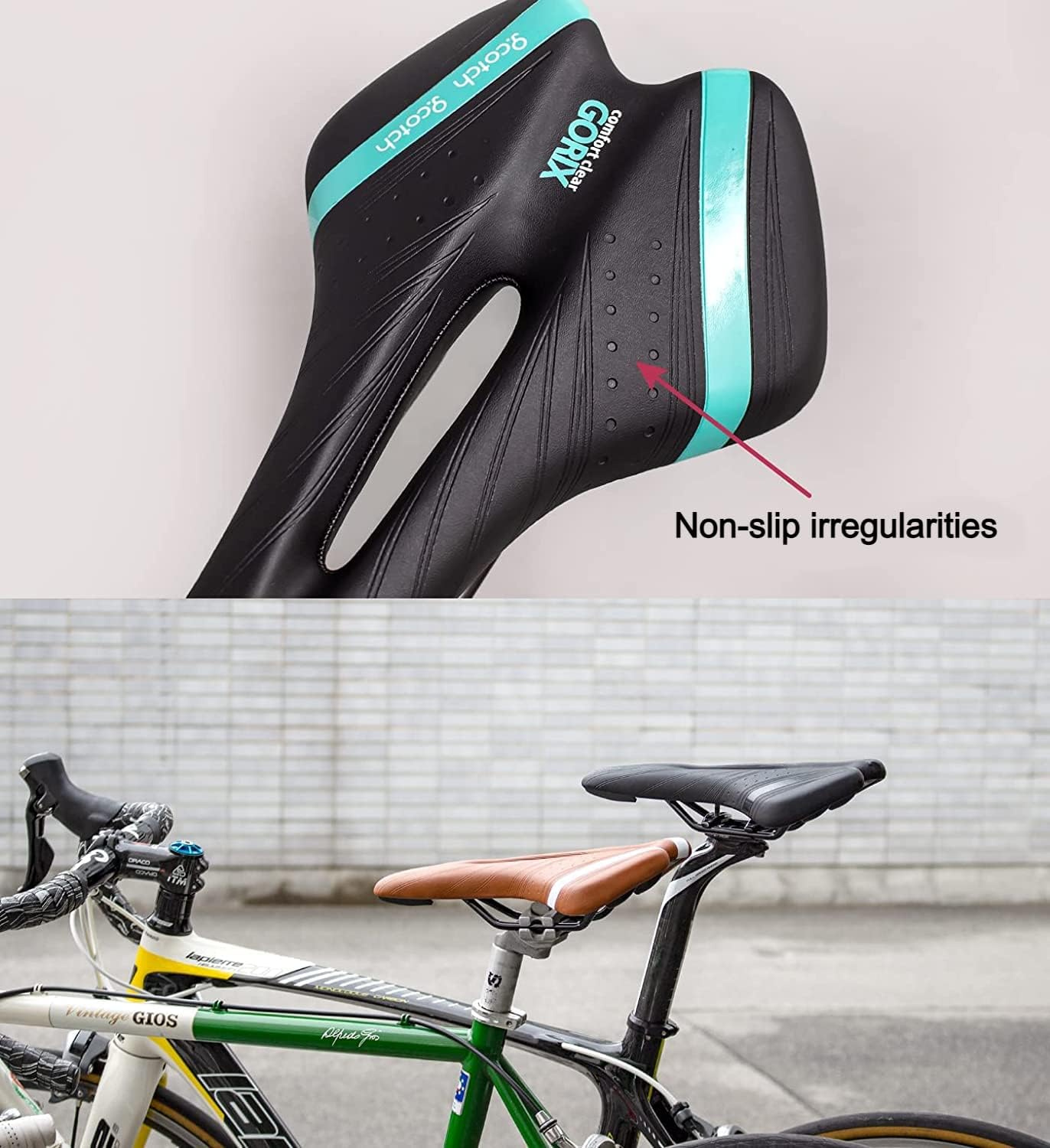 GORIX Bike Saddle Comfortable Cushion with Rail for Mountain and Road Bicycles