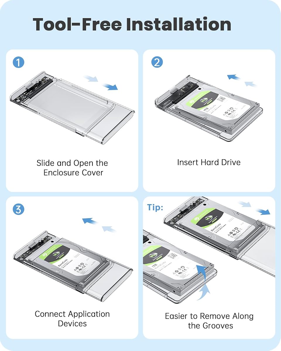 POSUGEAR 2.5" External Hard Drive Enclosure USB-C 3.1