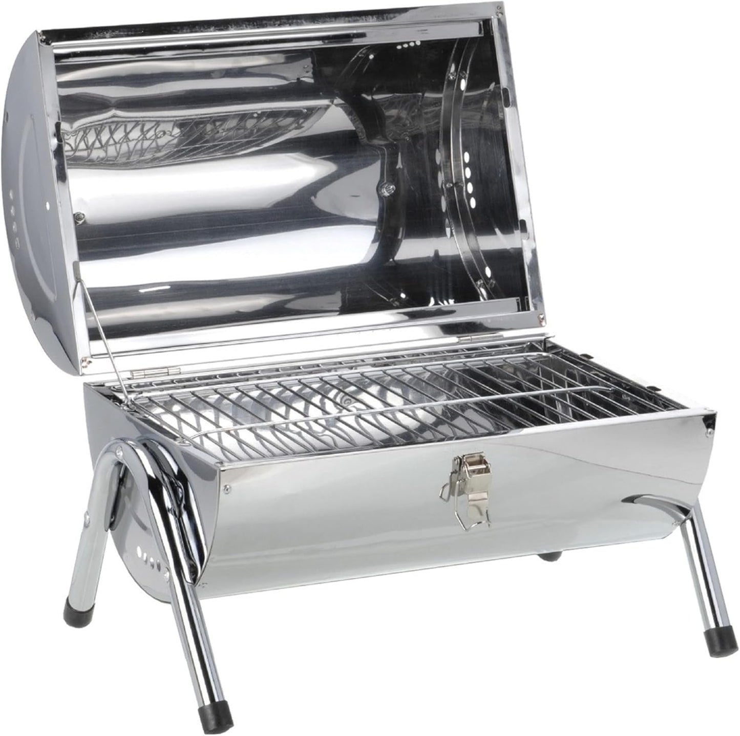 Stainless Steel Portable BBQ Barrel Grill – Compact Camping & Beach Grill