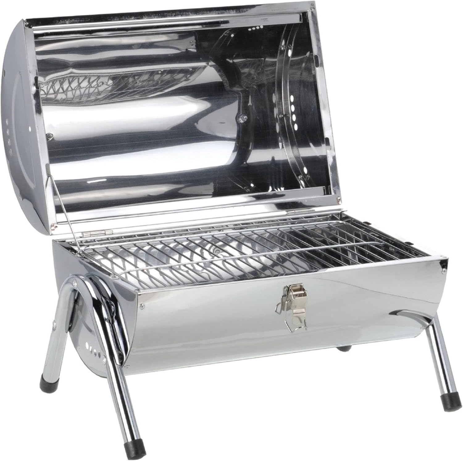 Stainless Steel Portable BBQ Barrel Grill – Compact Camping & Beach Grill
