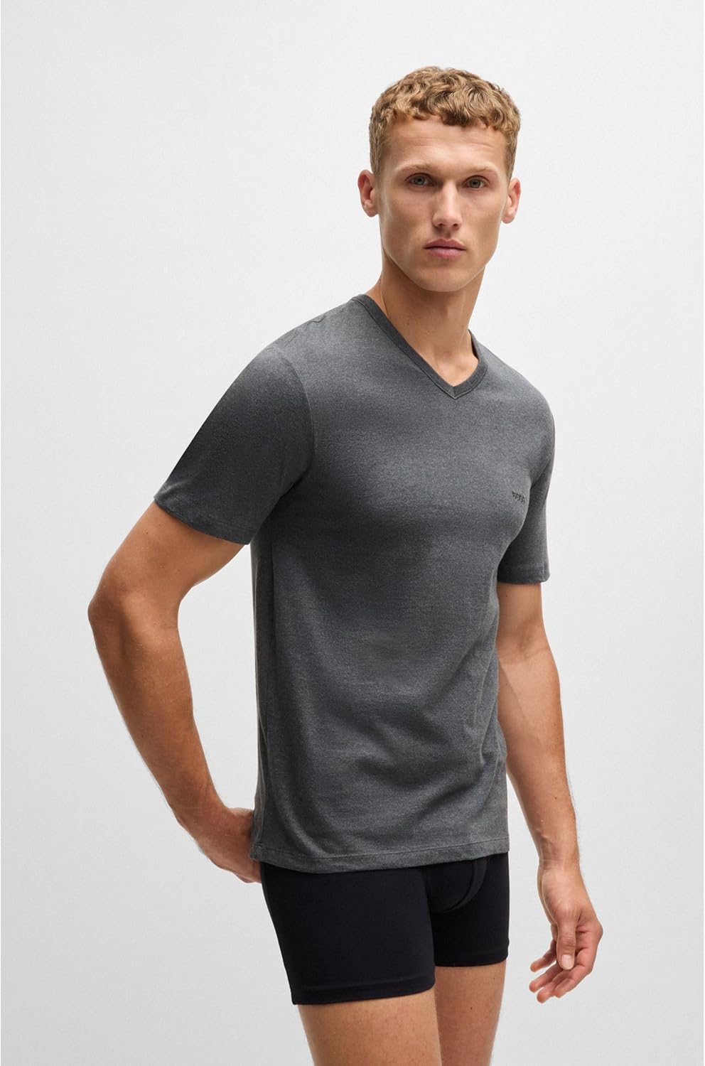 BOSS Men's Pure Cotton V-Neck T-Shirt Pack of Six
