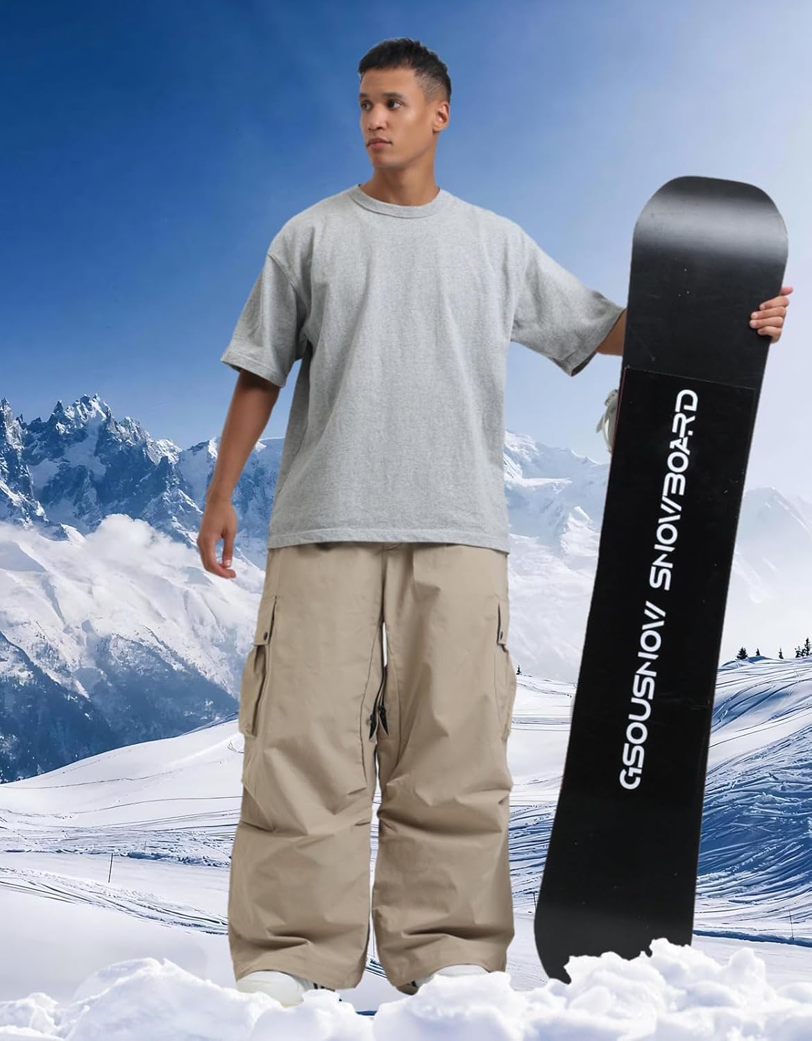 GSOU SNOW Baggy Insulated Waterproof Ski Pants for Men and Women