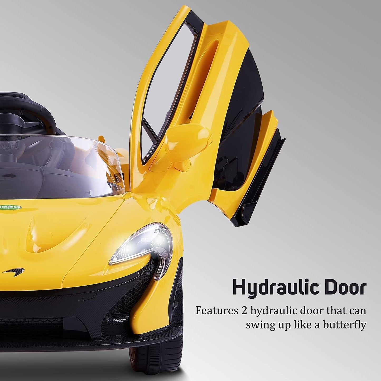 Baybee McLaren Ride-On Car – Royal Yellow Dual Battery