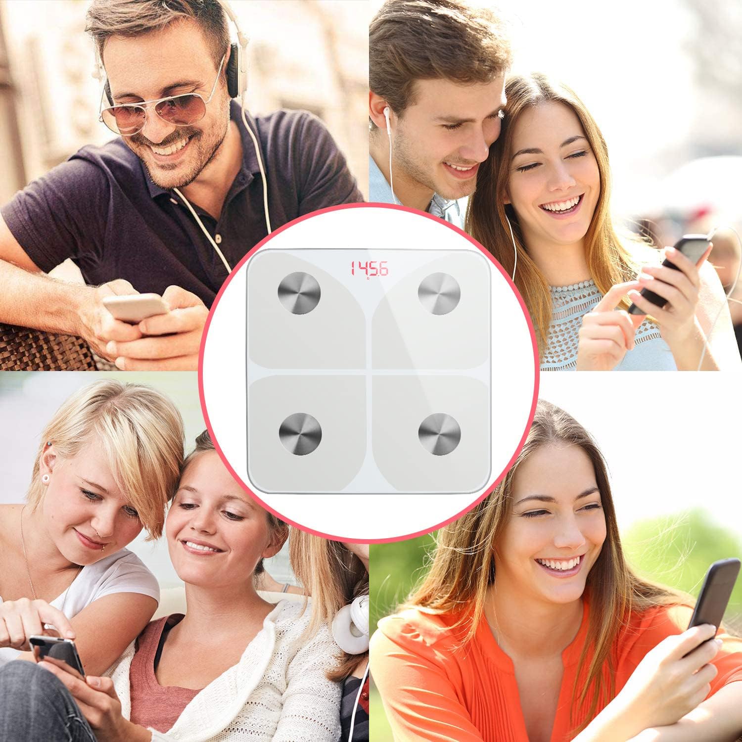 Digital Bathroom Scales for Body Weight - Smart Body Fat Scales Composition Analyzer Monitor, High Precision Measuring for BMI, Muscle, Body Age etc, Smart APP for Fitness Tracking (White)