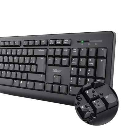 Trust Taro Silent Spanish QWERTY Full-Size Keyboard with Spill-Resistant Design