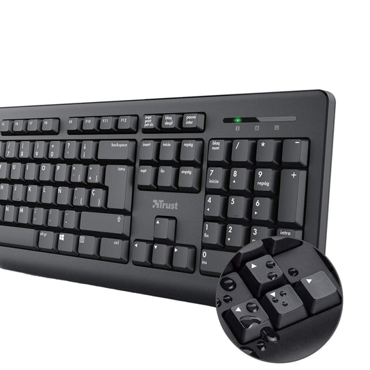 Trust Taro Silent Spanish QWERTY Full-Size Keyboard with Spill-Resistant Design
