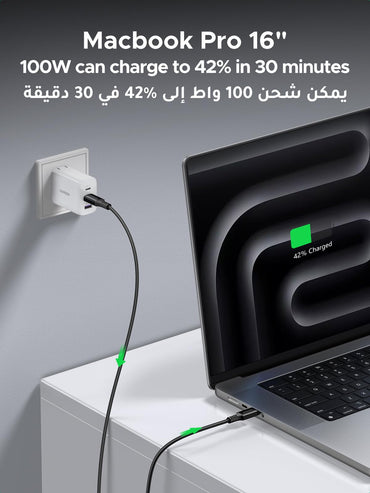 UGREEN USB C to USB C Cable 100W 5A PD Fast Charge Braided 2m for iPhone 17-15 MacBook Samsung