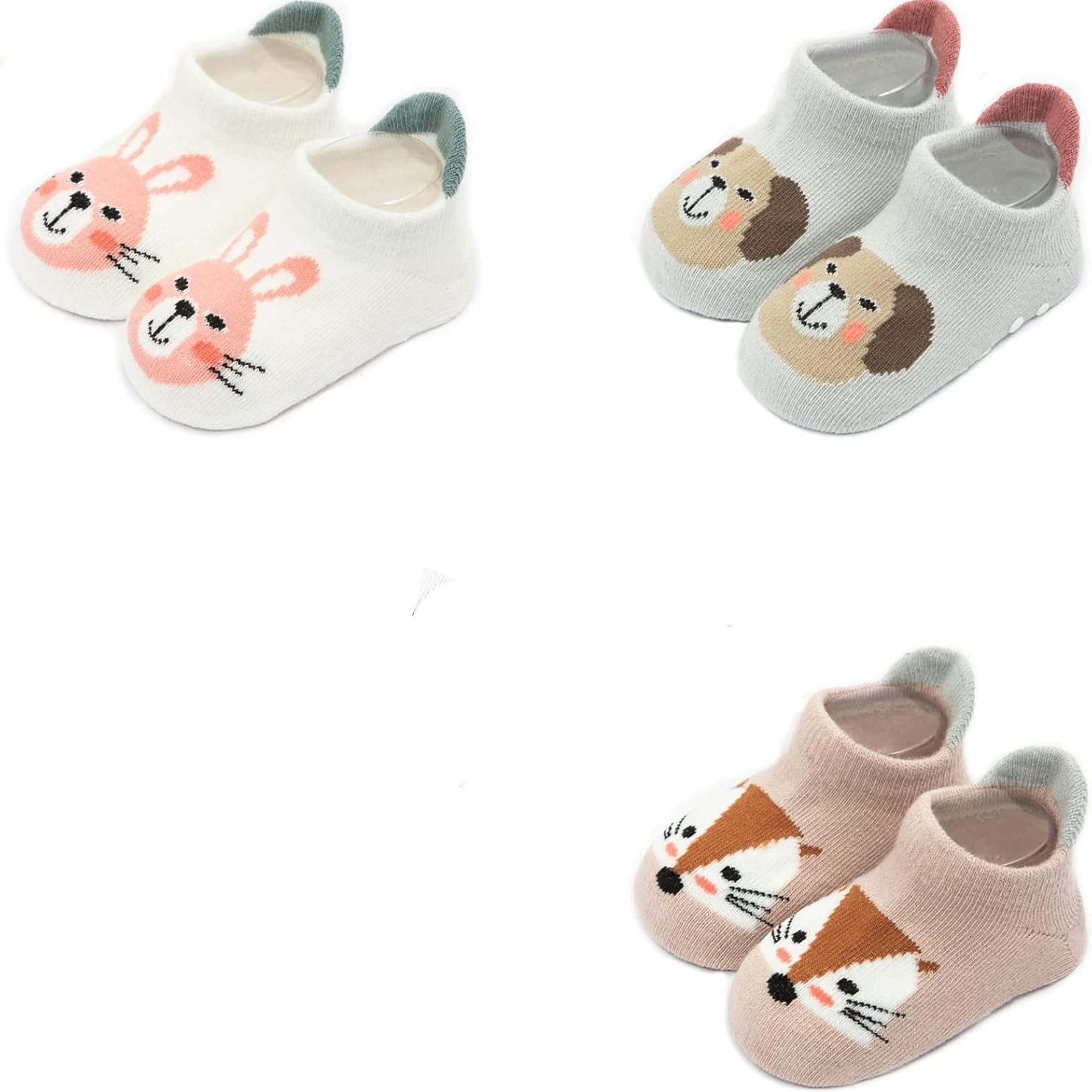 Cute Gripper Baby Socks – 5 Pair Cartoon Animal Ankle