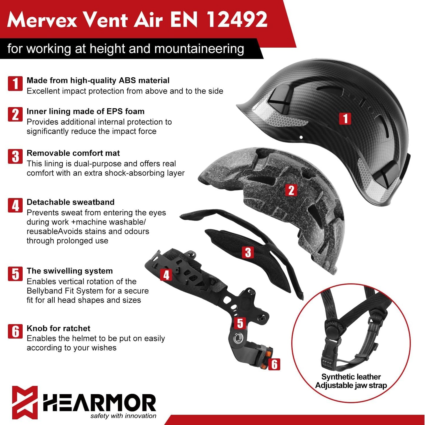 HEARMOR Mervex Vent Air Industrial Safety Helmet with Hi-Viz