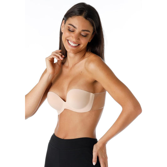 Lovable Women’s Invisible Push-Up Adhesive Bra with Clear Side Bands