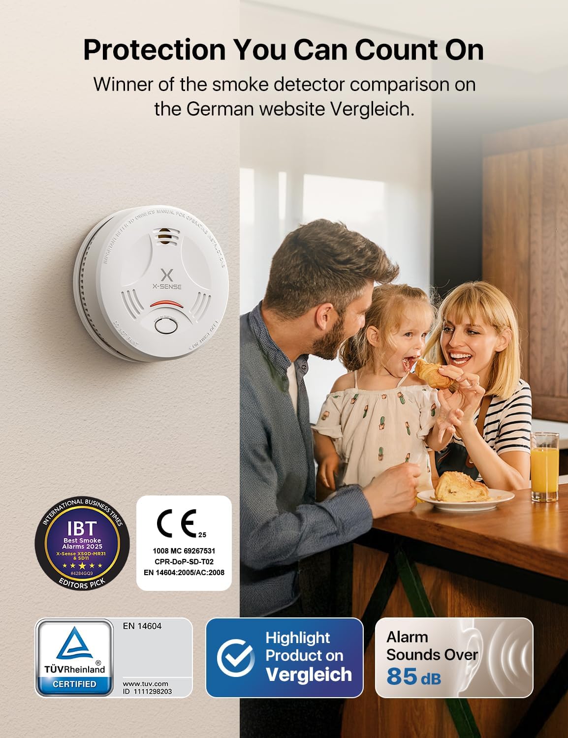 X-Sense SD11 10-Year Battery Smoke Alarm with LED Indicator