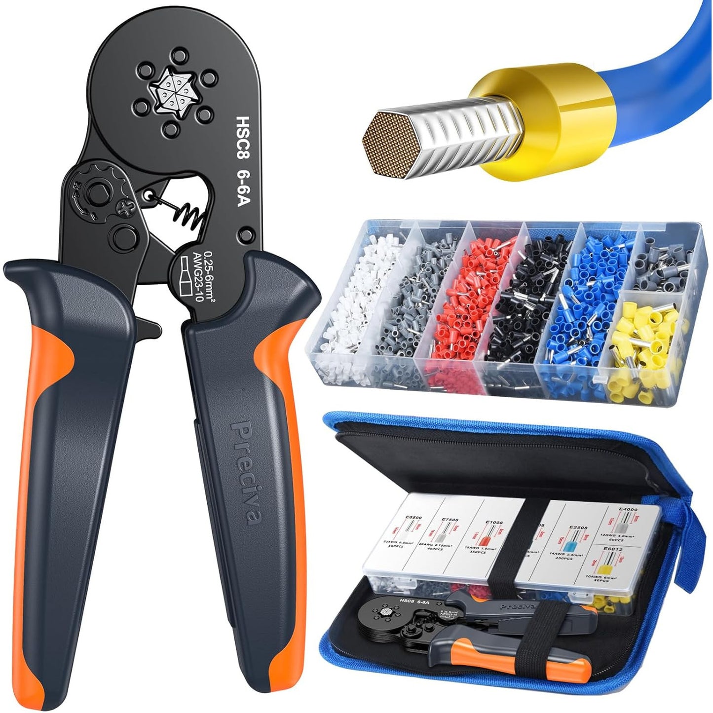 Preciva ‎Crimper Kit with 1900PCS Connectors