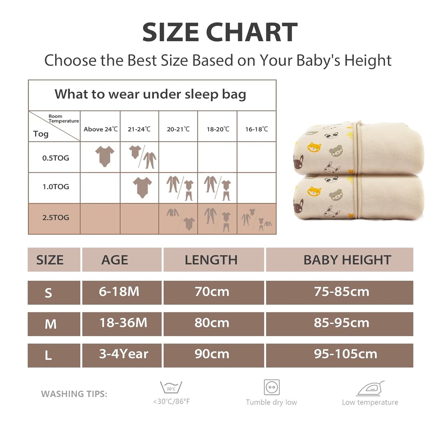 Cozy Bear-Themed Warm Lined Baby Sleeping Bag with Removable Sleeves