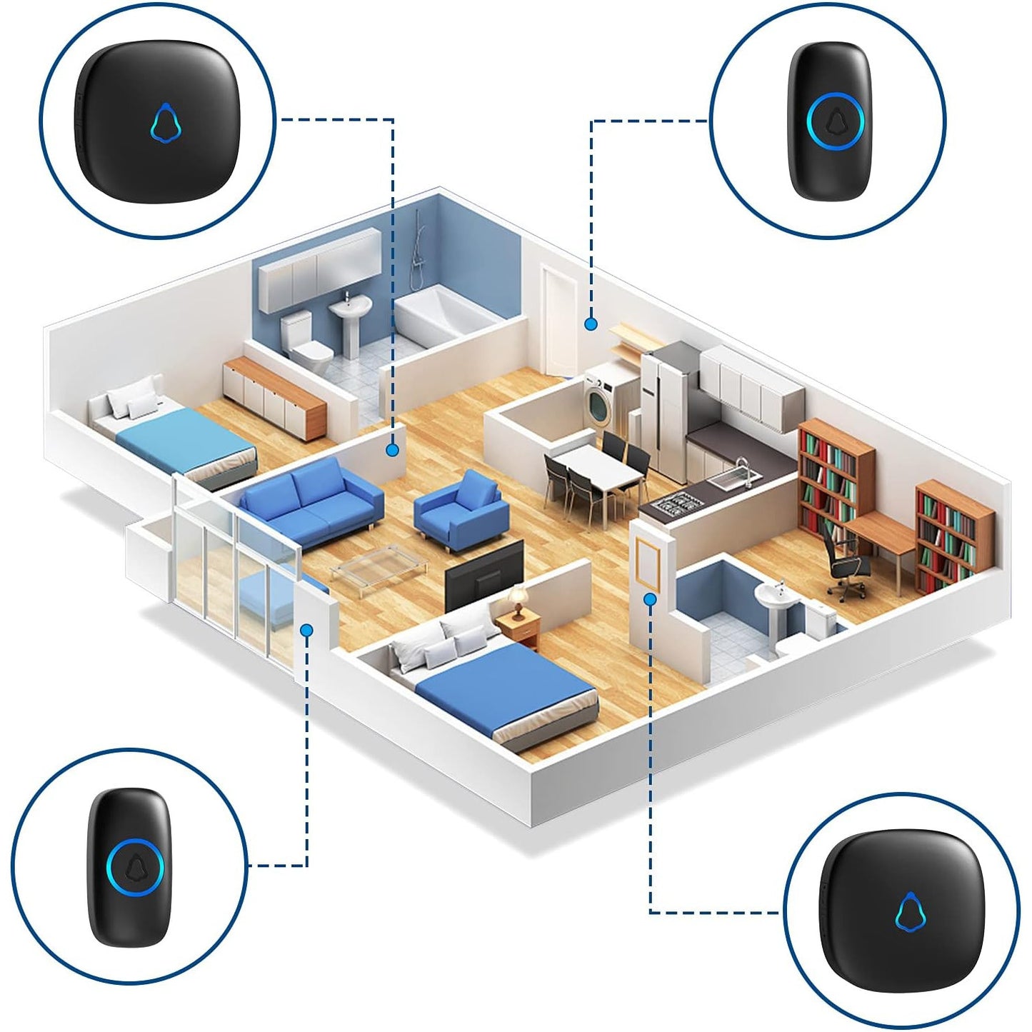 SECRUI Waterproof Wireless Doorbell with 58 Chimes, 1000ft Range