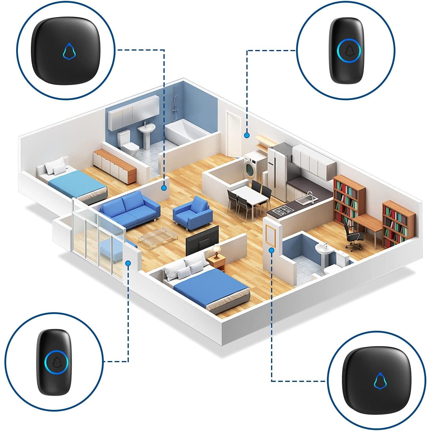 SECRUI Waterproof Wireless Doorbell with 58 Chimes, 1000ft Range