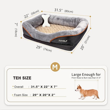 JOYELF M Orthopedic Memory Foam Dog Bed with Washable Cover