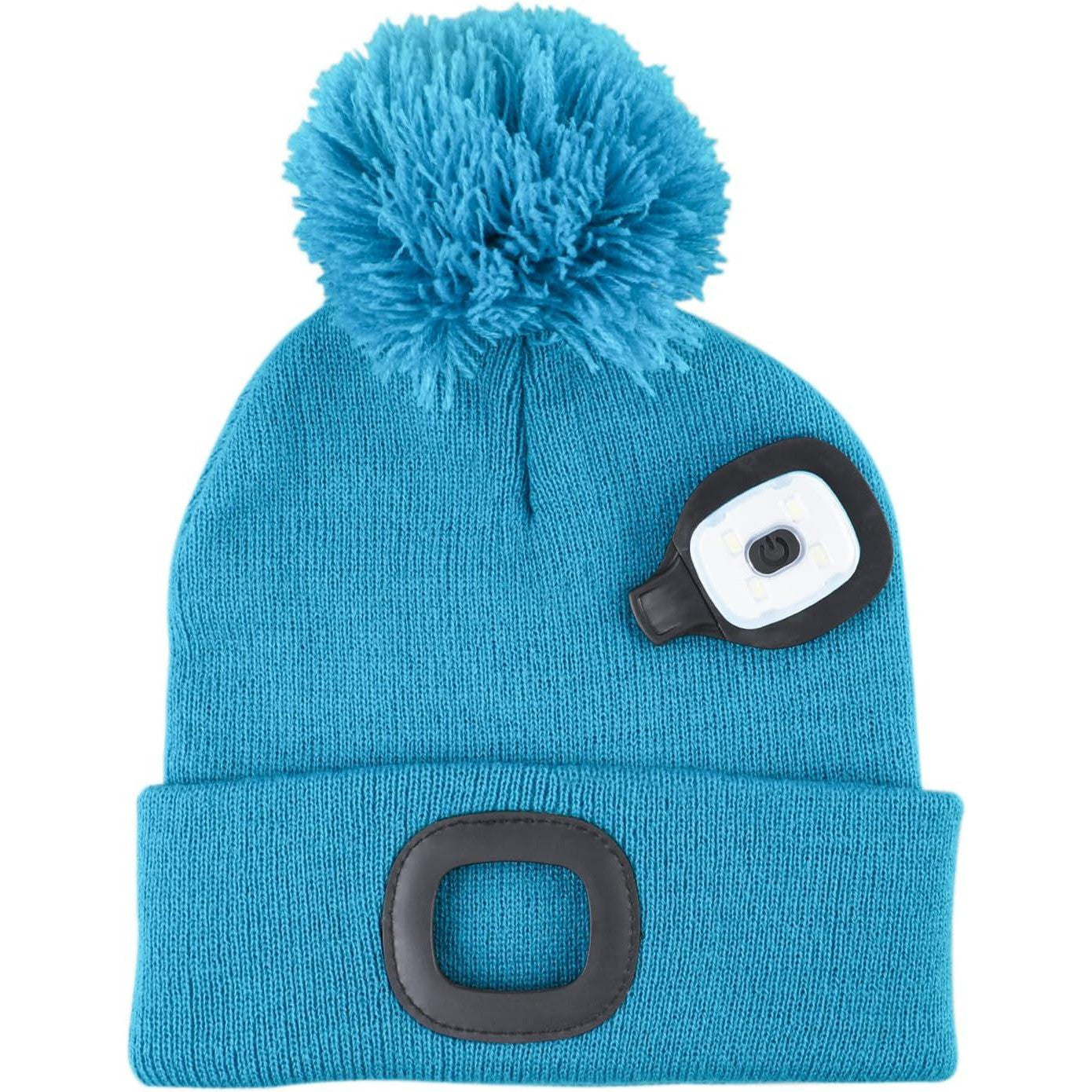 Deilin Girls' LED Bobble Hat: USB Rechargeable Winter Knit Beanie with Headlamp