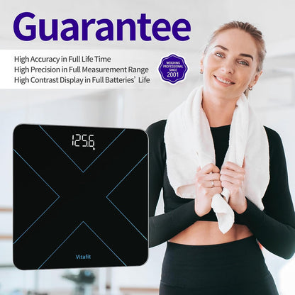 Vitafit 400lb Digital Bathroom Scale with LED Display, Black