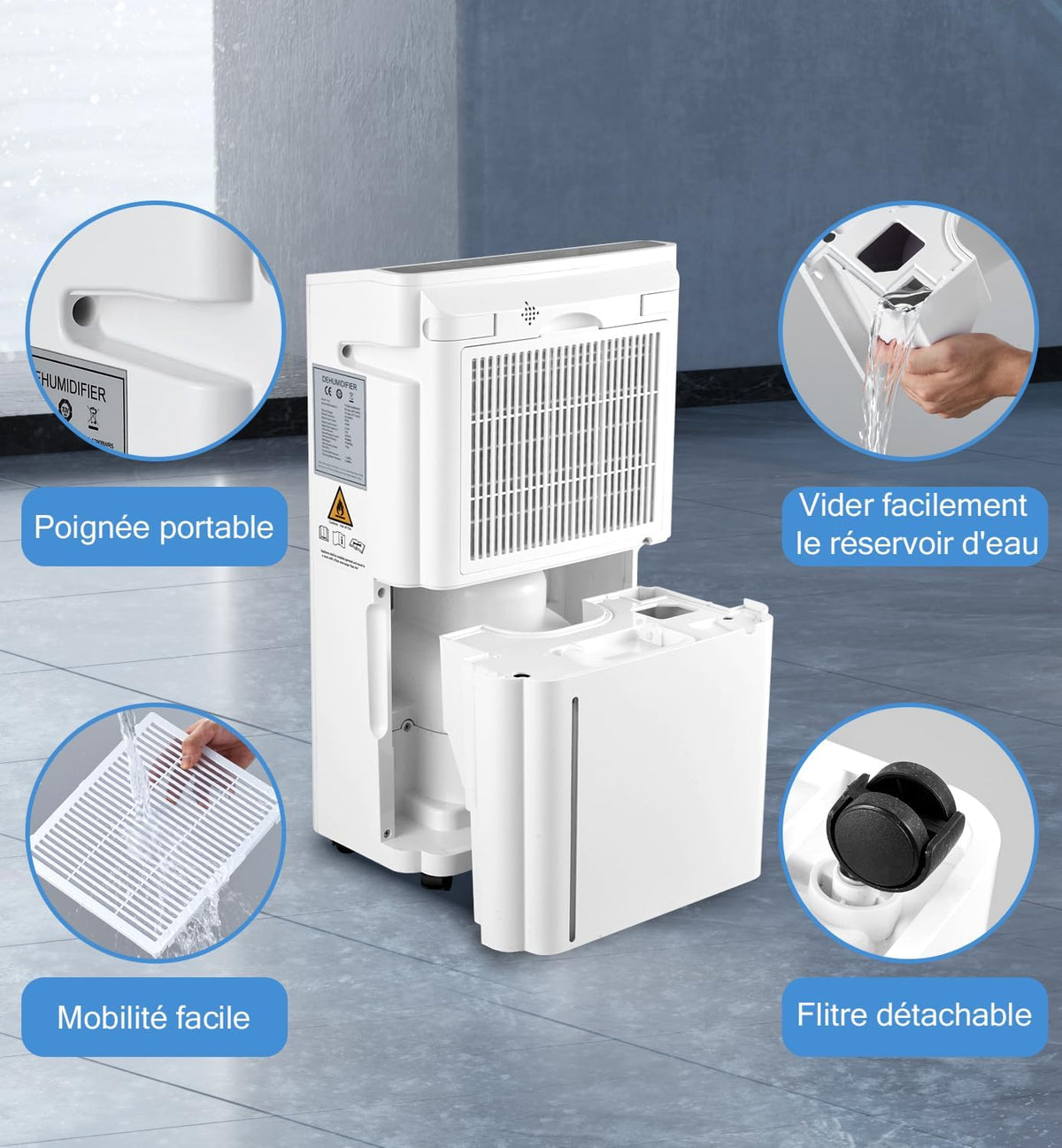 Pasapair CE-FDD20-5290ZWR5 Portable Dehumidifier 20L 110W