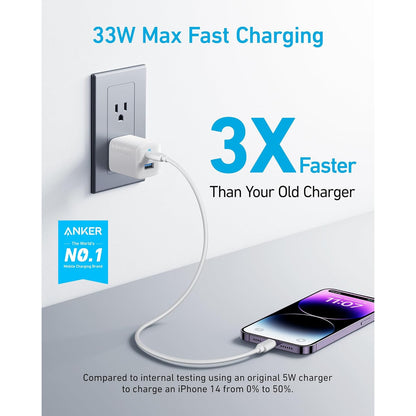 Anker 33W USB‑C Dual‑Port Compact Charger with Foldable Plug