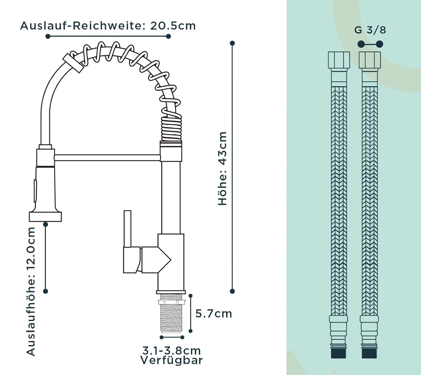 FORIOUS High Arc Kitchen Faucet with 360° Swivel Pull‑Down Sprayer