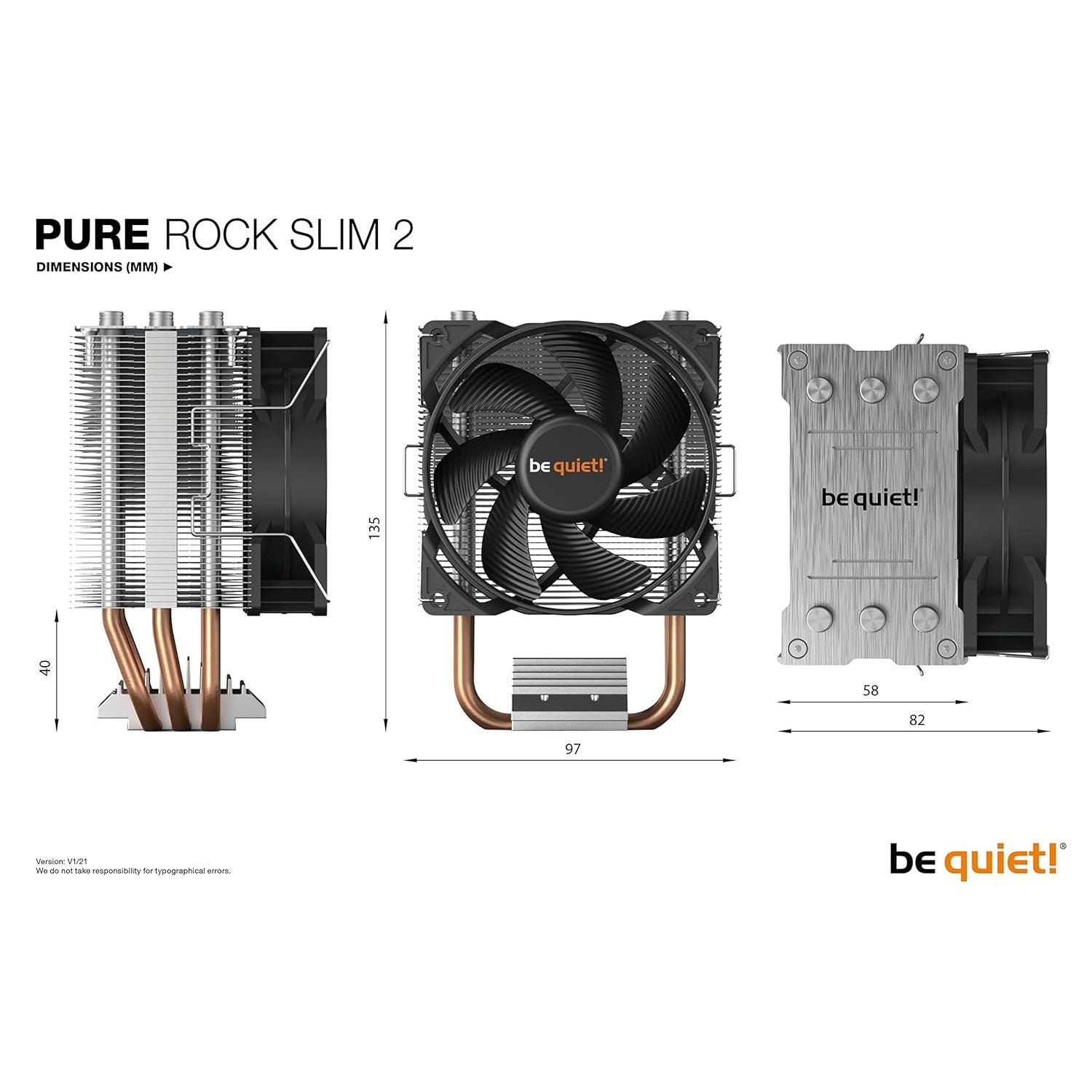be quiet! Pure Rock Slim 2 130W CPU Cooler Silver