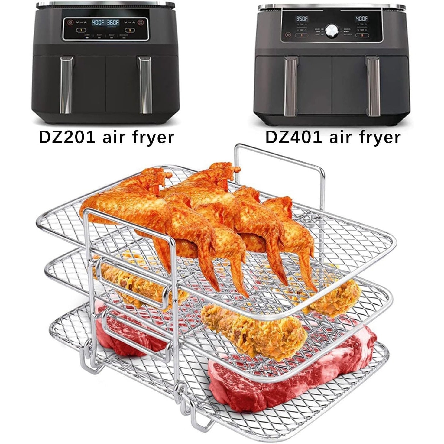 3‑Layer Stainless Steel Dehydrator Rack for Air Fryer & Oven