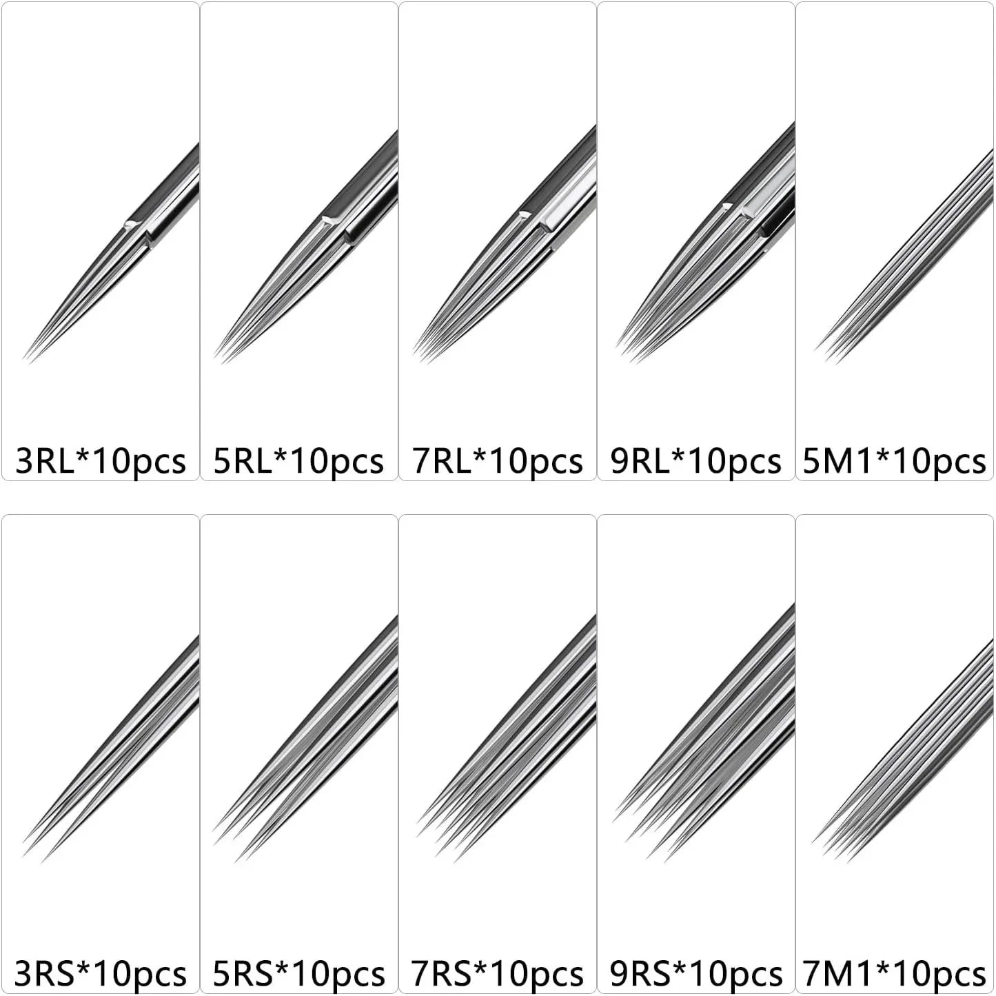 ATOMUS 100pcs Mixed Disposable Tattoo Needles – Sterile Stainless Steel Set - Gomix Brands Outlet