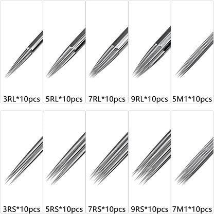 ATOMUS 100pcs Mixed Disposable Tattoo Needles – Sterile Stainless Steel Set - Gomix Brands Outlet