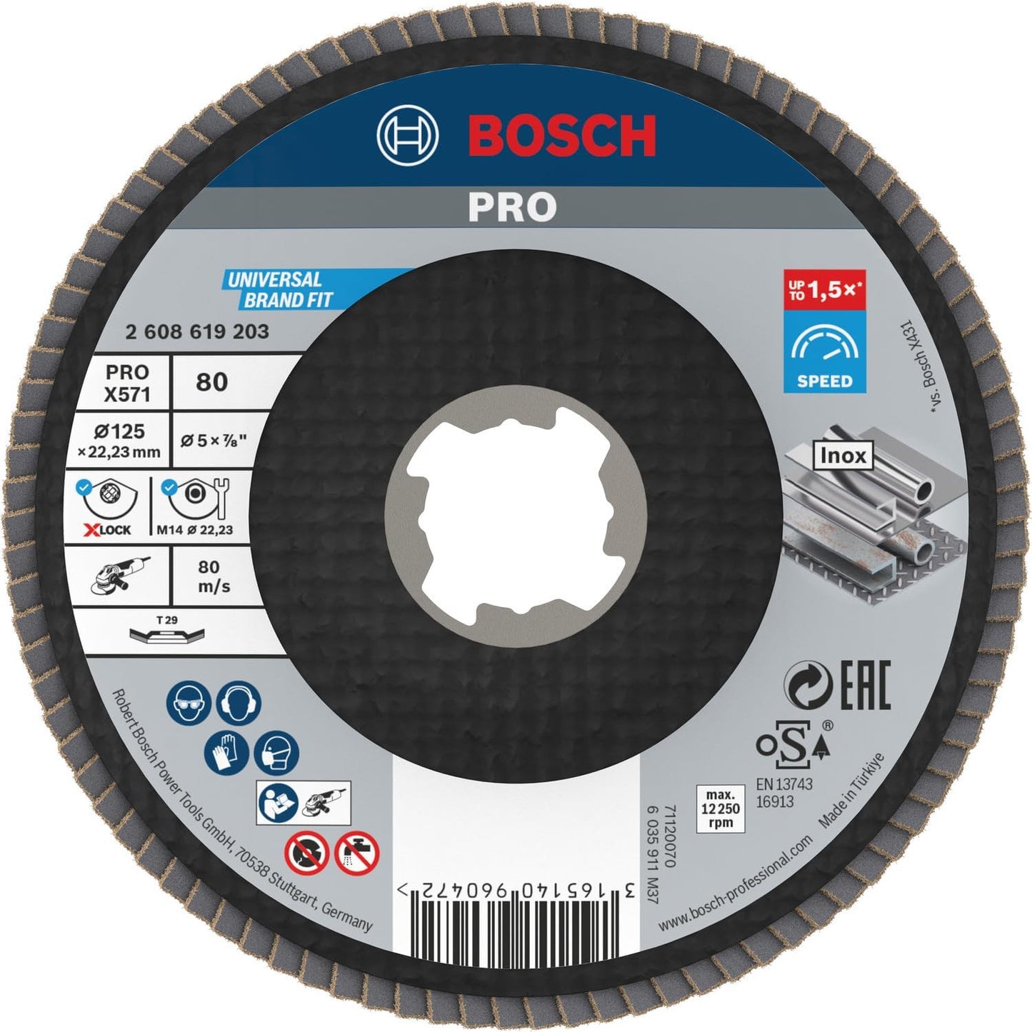 Bosch Professional X-LOCK 125mm Angled Flap Disc for Metal Grinders