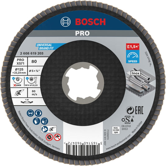 Bosch Professional X-LOCK 125mm Angled Flap Disc for Metal Grinders