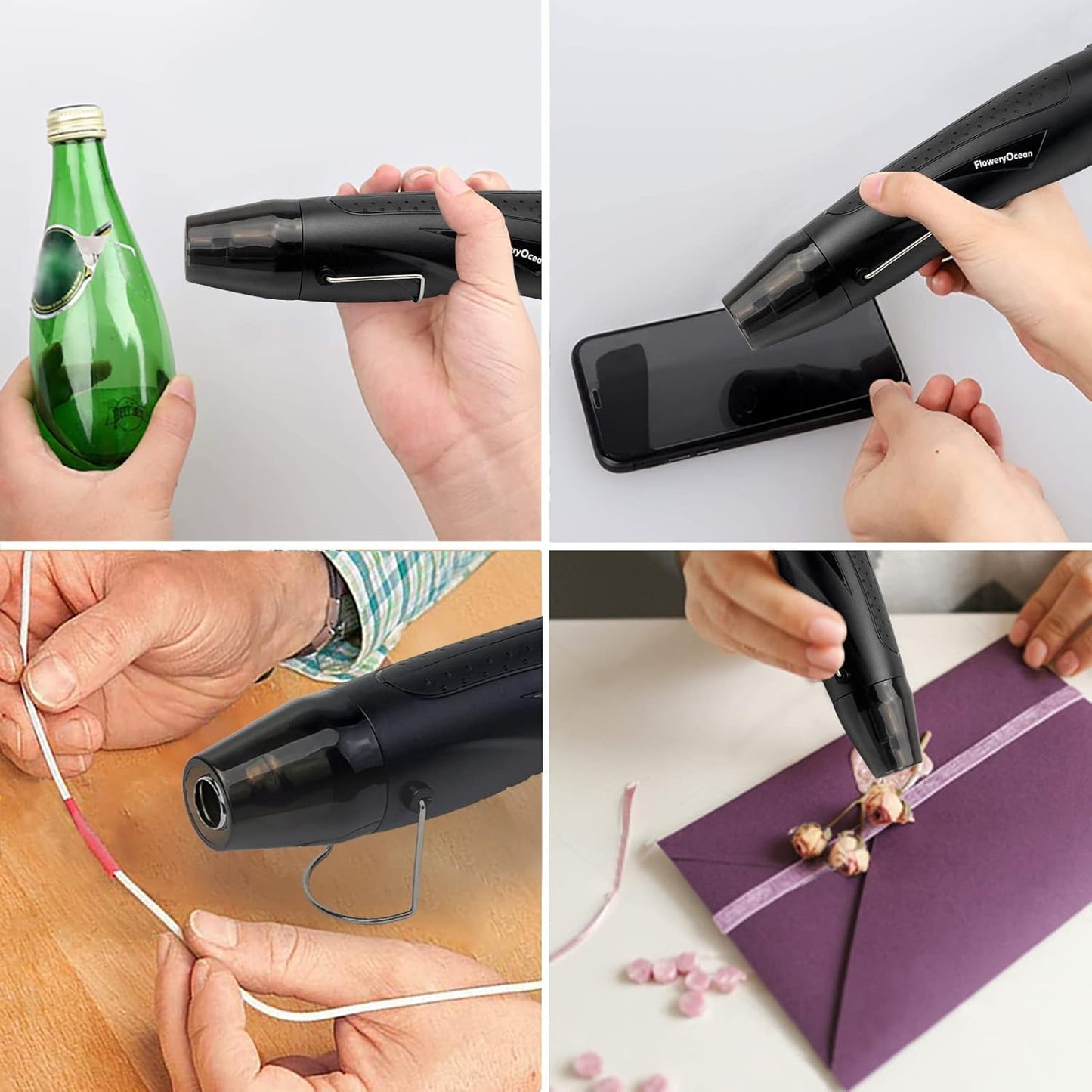 FloweryOcean 350W Mini Heat Gun Kit with 55 Shrink Tubes 4:1 Ratio