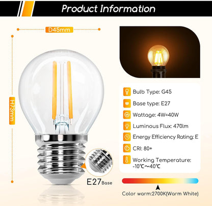 Aigostar Packof 6 E27 LED Filament Bulbs Warm White