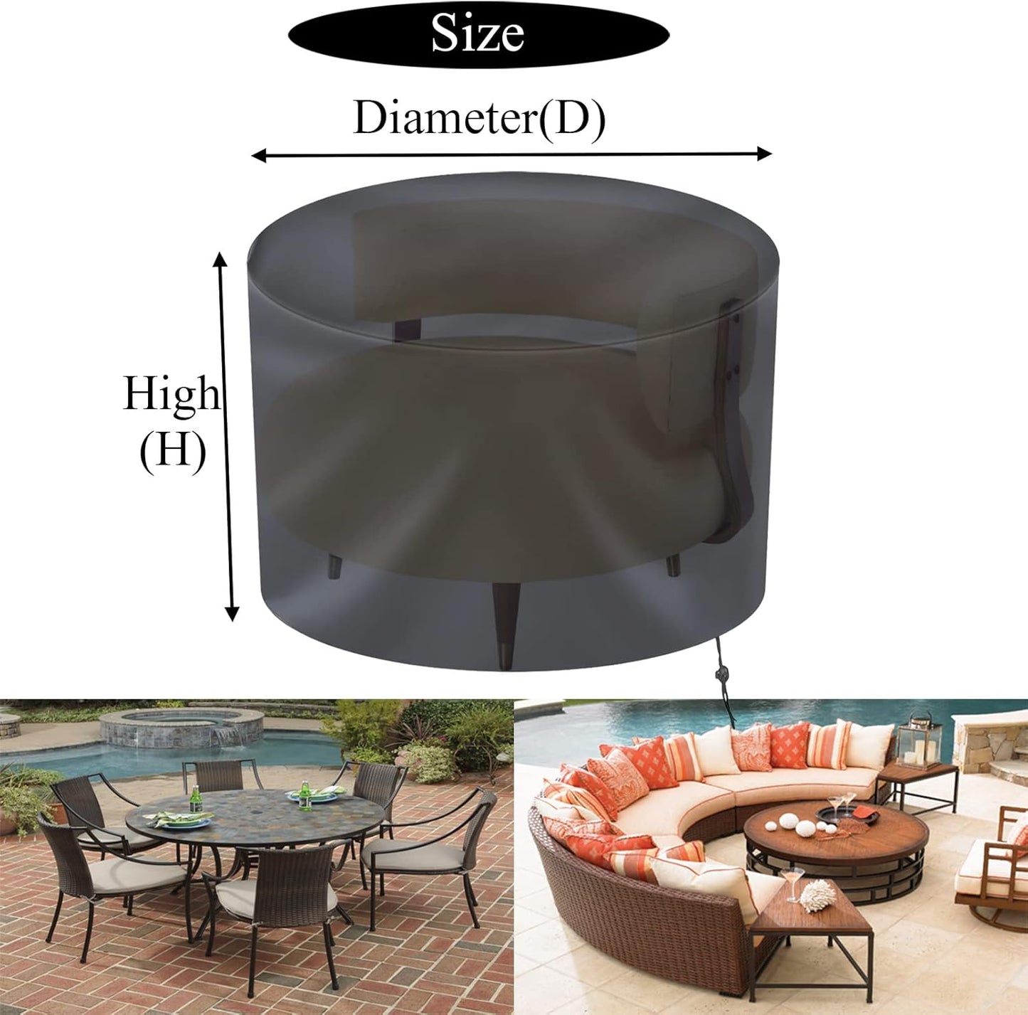 Tvird round furniture cover windproof and Durable Veranda Garden