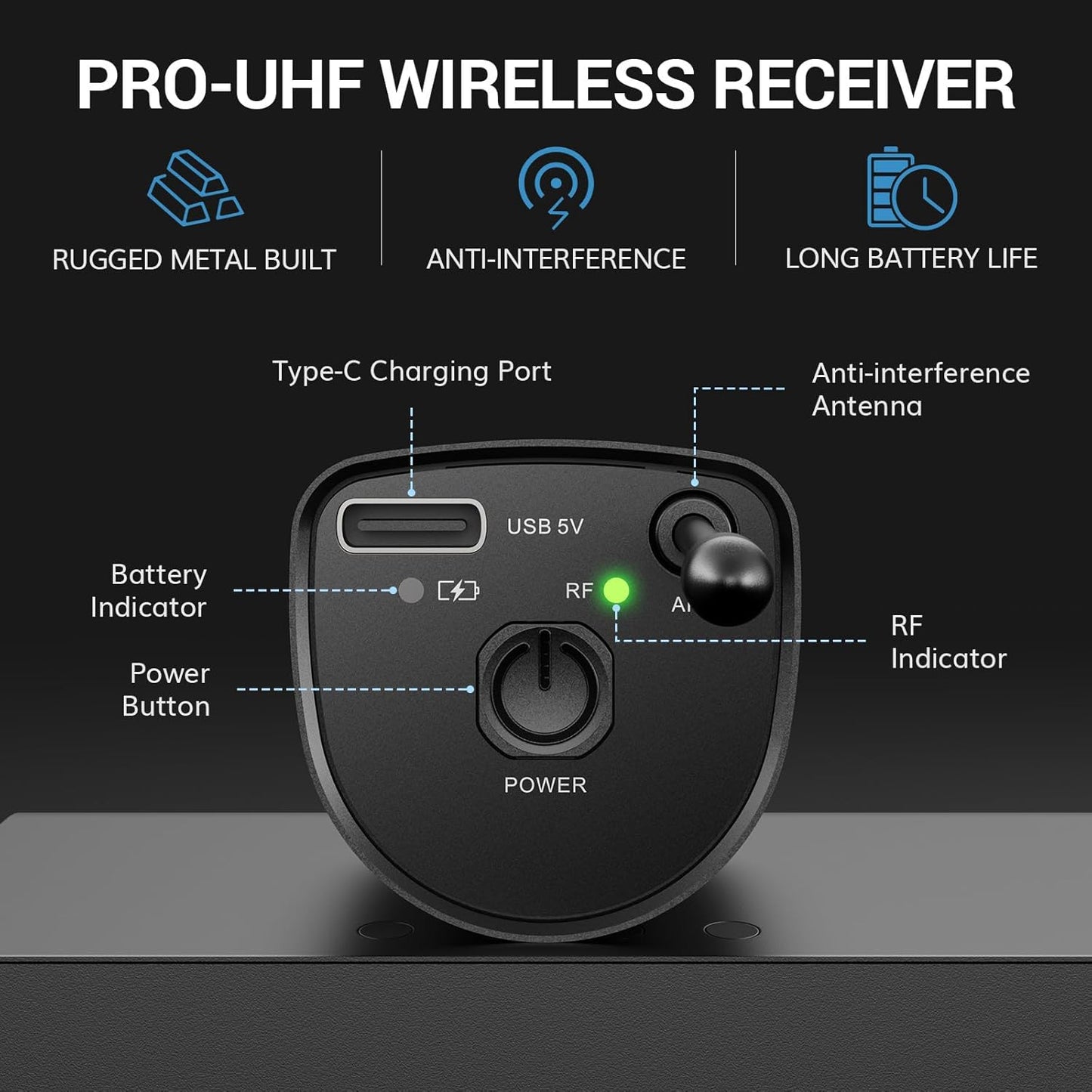 TONOR UHF Rechargeable Wireless Karaoke Microphone Set with 262ft Range