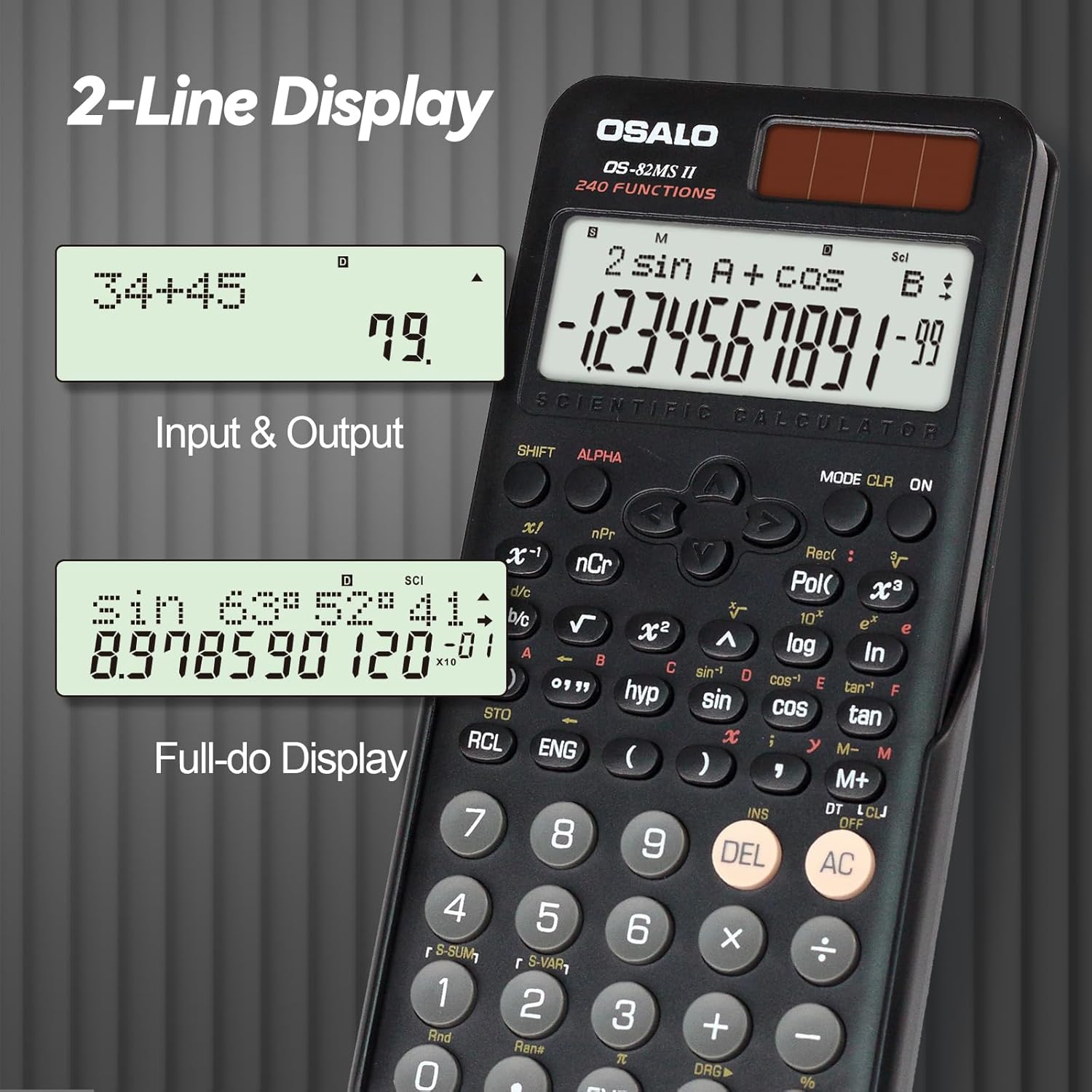 OSALO 240-Function Solar Scientific Calculator with Protective Cover