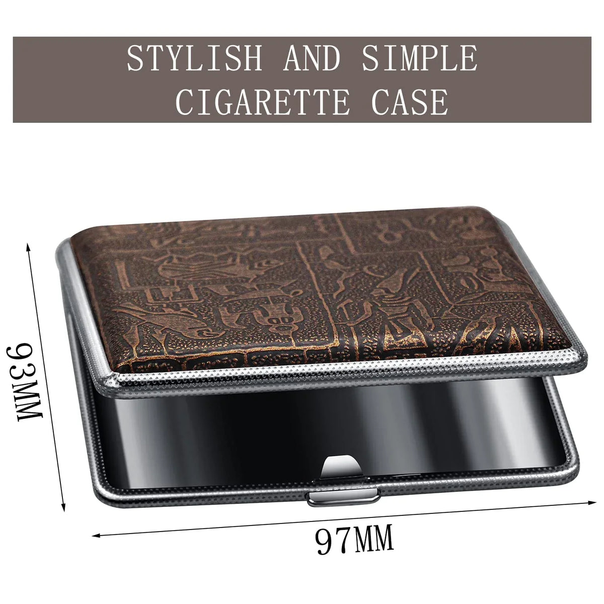 Golden Leatherette Cigarette Case Elegant Portable Metal Holder for 20 King Size Cigarettes - Gomix Brands Outlet